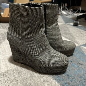Mix No 6 Herringbone Print Heel Boots